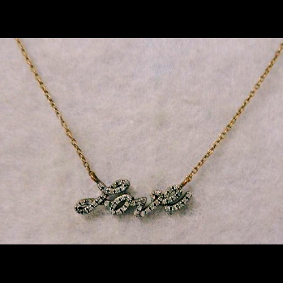 ✨14k✨ Yellow Gold LOVE Necklace with Diamond Accents - 16" Chain 💎 AUTHENTIC- - Picture 4 of 12